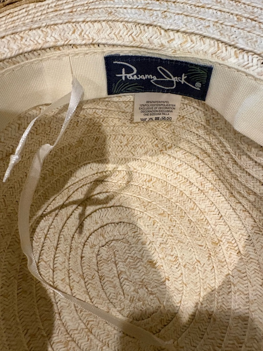 Ladies Panama Jack Straw Sun Hat with Beaded Trim - Cream - Picture 8 of 8